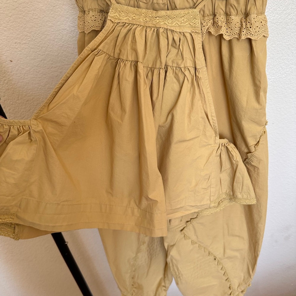 Free People Beige Ruffled Set